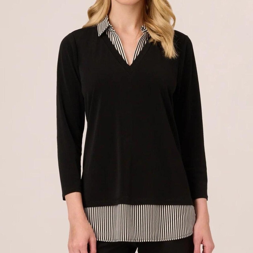 Adrianna-papell Women's Black and White Blouse